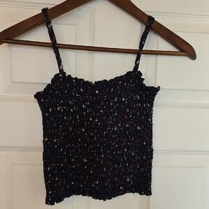 PacSun Navy Floral Smocked Camisole